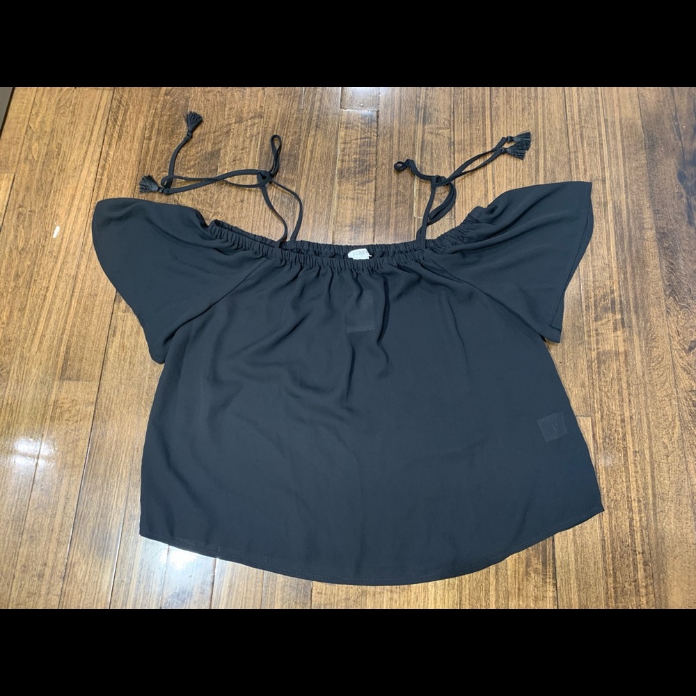 J.Crew Womens Semi Sheer Tie Cold-Shoulder Black Blouse Size 0 NWT